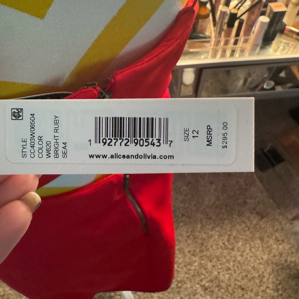 NWT Alice + Olivia Red Strapless Bodycon Dress - Picture 4 of 4